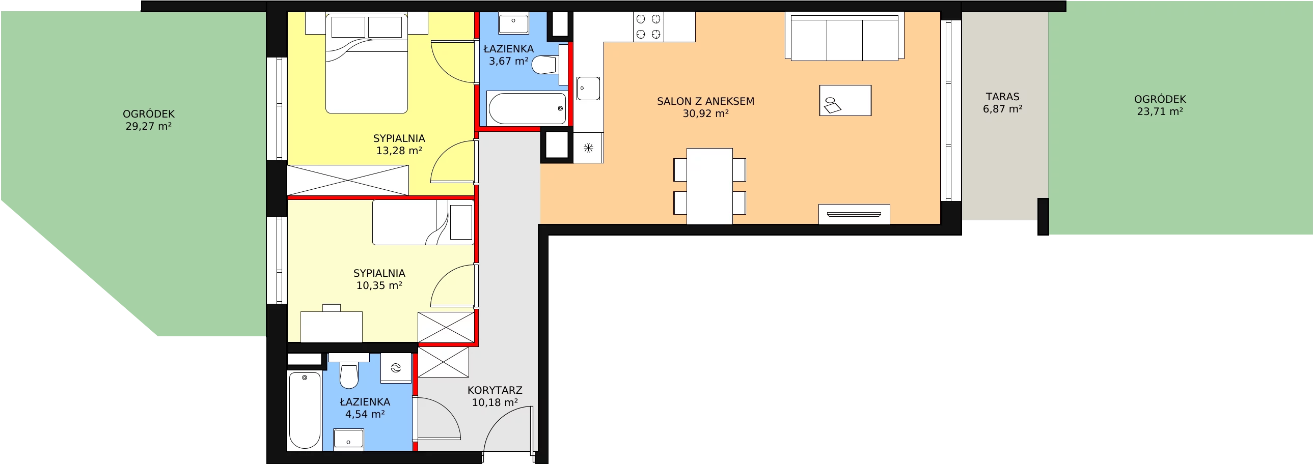 3 pokoje, mieszkanie 72,94 m², parter, oferta nr B2.0.1, ATAL Symbioza, Gdynia, Cisowa, ul. Kcyńska