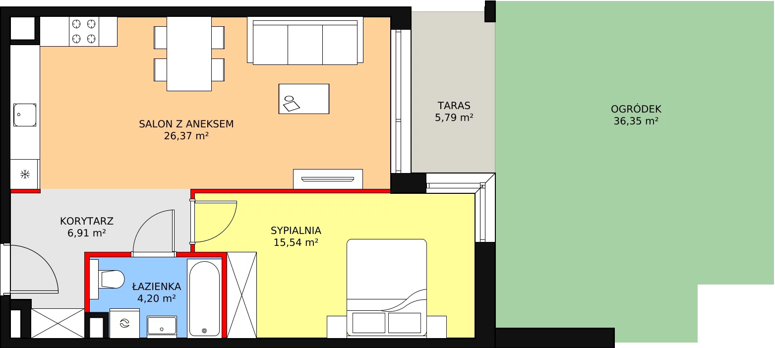 Mieszkanie 53,02 m², parter, oferta nr B2.0.2, ATAL Symbioza, Gdynia, Cisowa, ul. Kcyńska