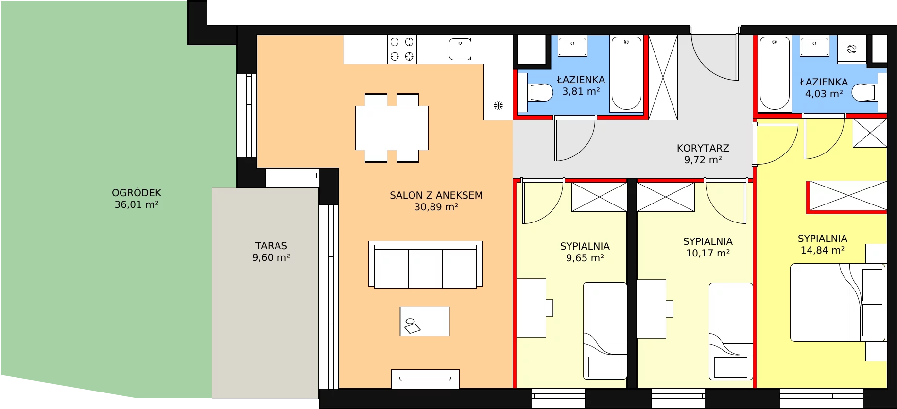 4 pokoje, mieszkanie 83,11 m², parter, oferta nr B2.0.3, ATAL Symbioza, Gdynia, Cisowa, ul. Kcyńska