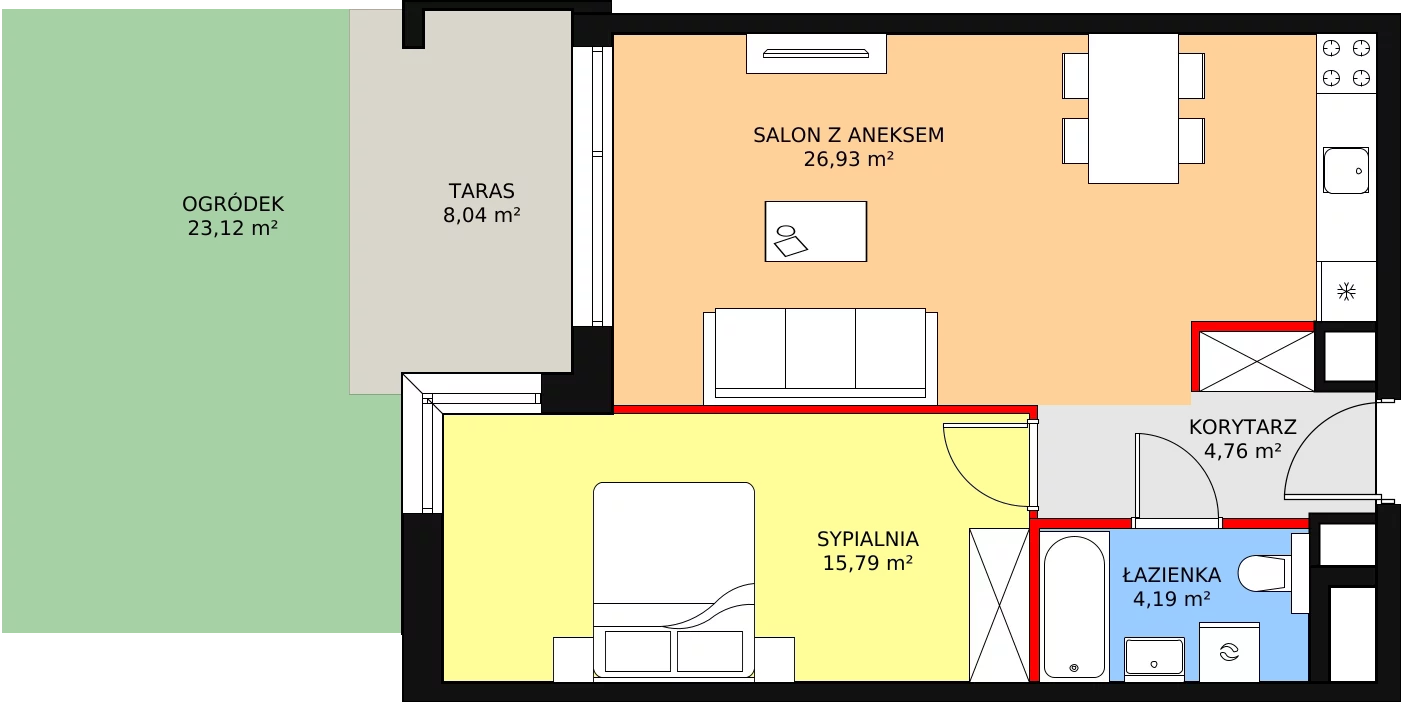 Mieszkanie 51,67 m², parter, oferta nr B2.0.4, ATAL Symbioza, Gdynia, Cisowa, ul. Kcyńska