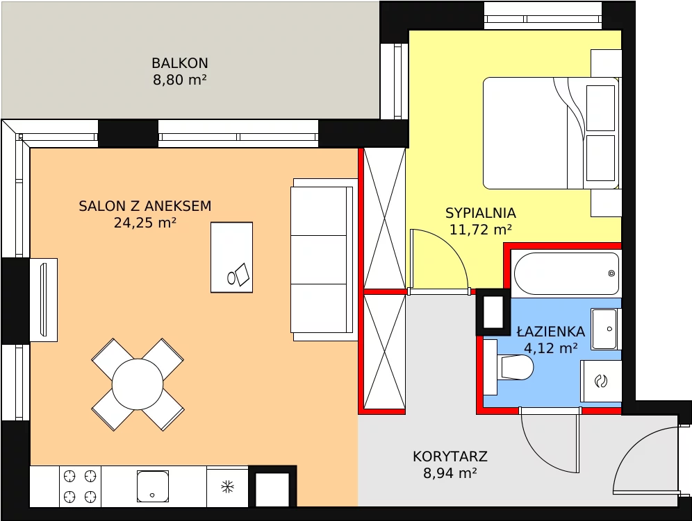 Mieszkanie 49,03 m², piętro 1, oferta nr B2.1.6, ATAL Symbioza, Gdynia, Cisowa, ul. Kcyńska