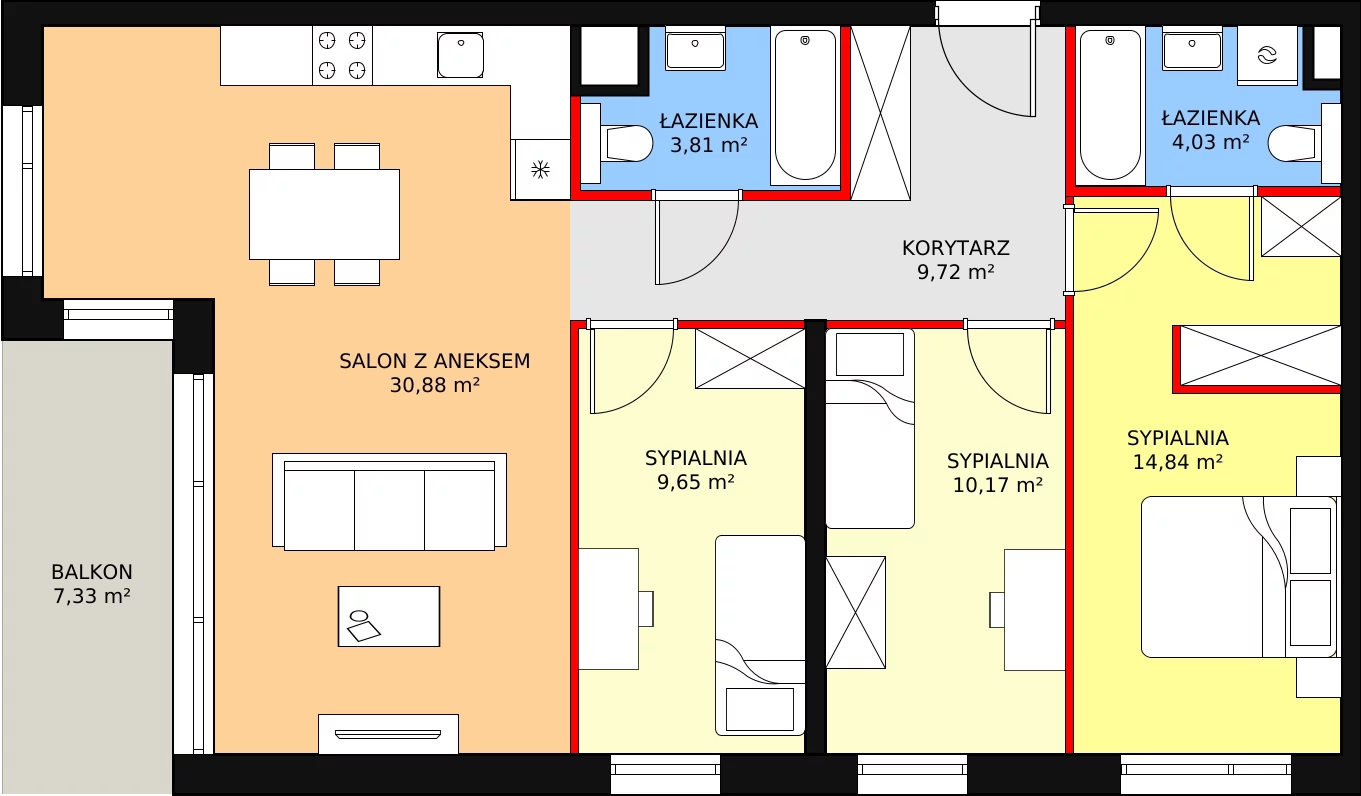 4 pokoje, mieszkanie 83,10 m², piętro 2, oferta nr B2.2.3, ATAL Symbioza, Gdynia, Cisowa, ul. Kcyńska