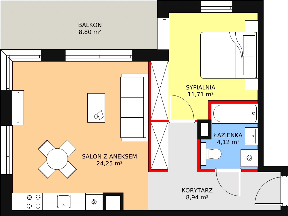 Mieszkanie 49,02 m², piętro 2, oferta nr B2.2.6, ATAL Symbioza, Gdynia, Cisowa, ul. Kcyńska