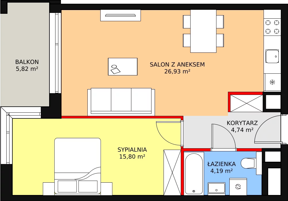 Mieszkanie 51,66 m², piętro 3, oferta nr B2.3.4, ATAL Symbioza, Gdynia, Cisowa, ul. Kcyńska