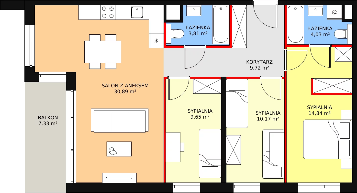 4 pokoje, mieszkanie 83,11 m², piętro 4, oferta nr B2.4.3, ATAL Symbioza, Gdynia, Cisowa, ul. Kcyńska