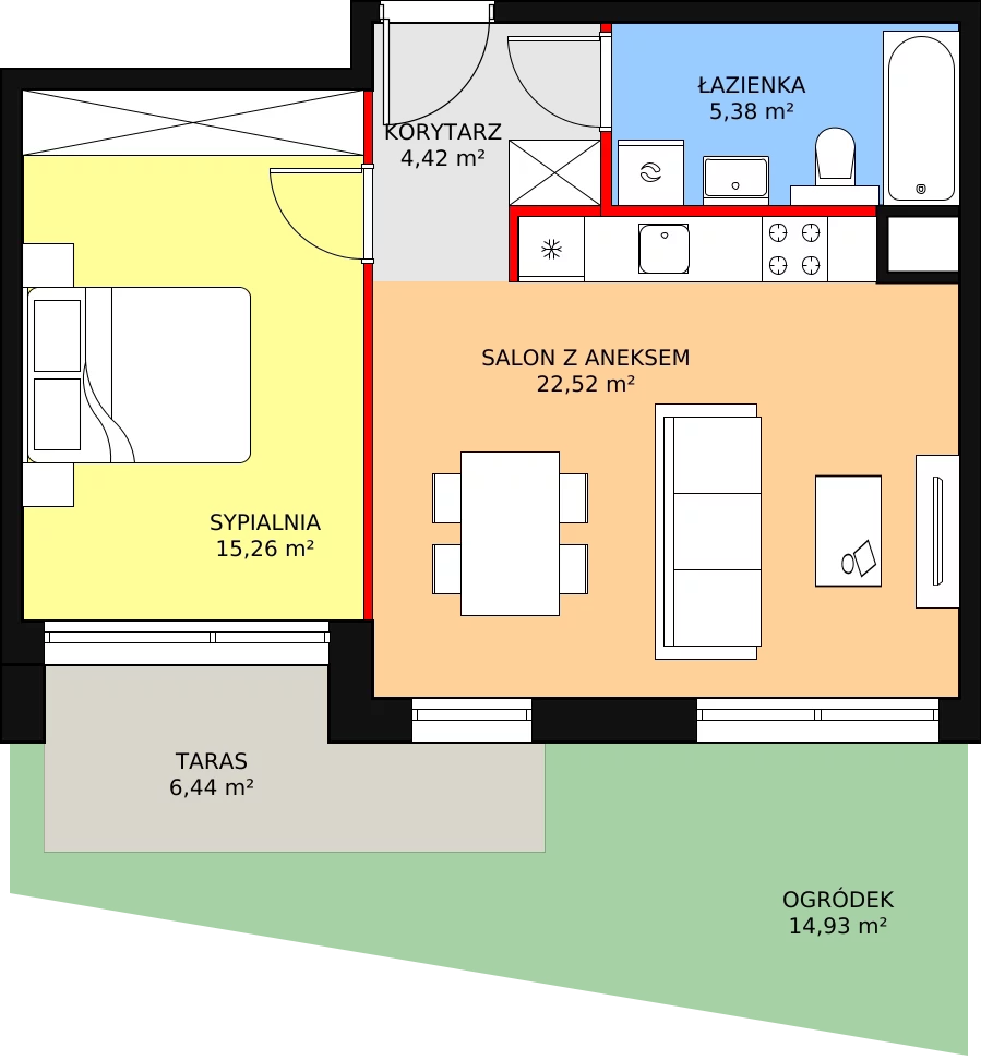 Mieszkanie 47,58 m², parter, oferta nr C1.0.2, ATAL Symbioza, Gdynia, Cisowa, ul. Kcyńska