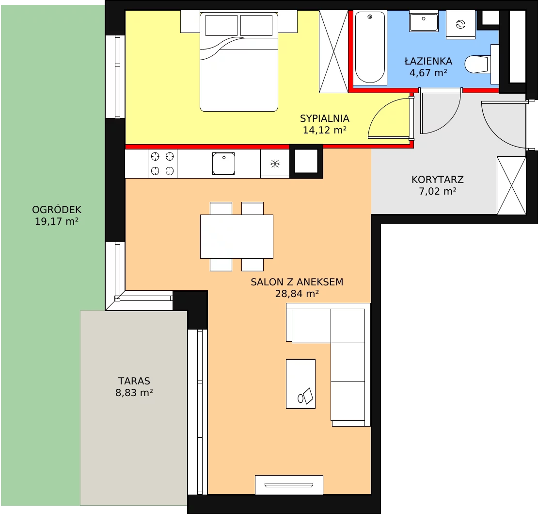 Mieszkanie 54,65 m², parter, oferta nr C1.0.3, ATAL Symbioza, Gdynia, Cisowa, ul. Kcyńska