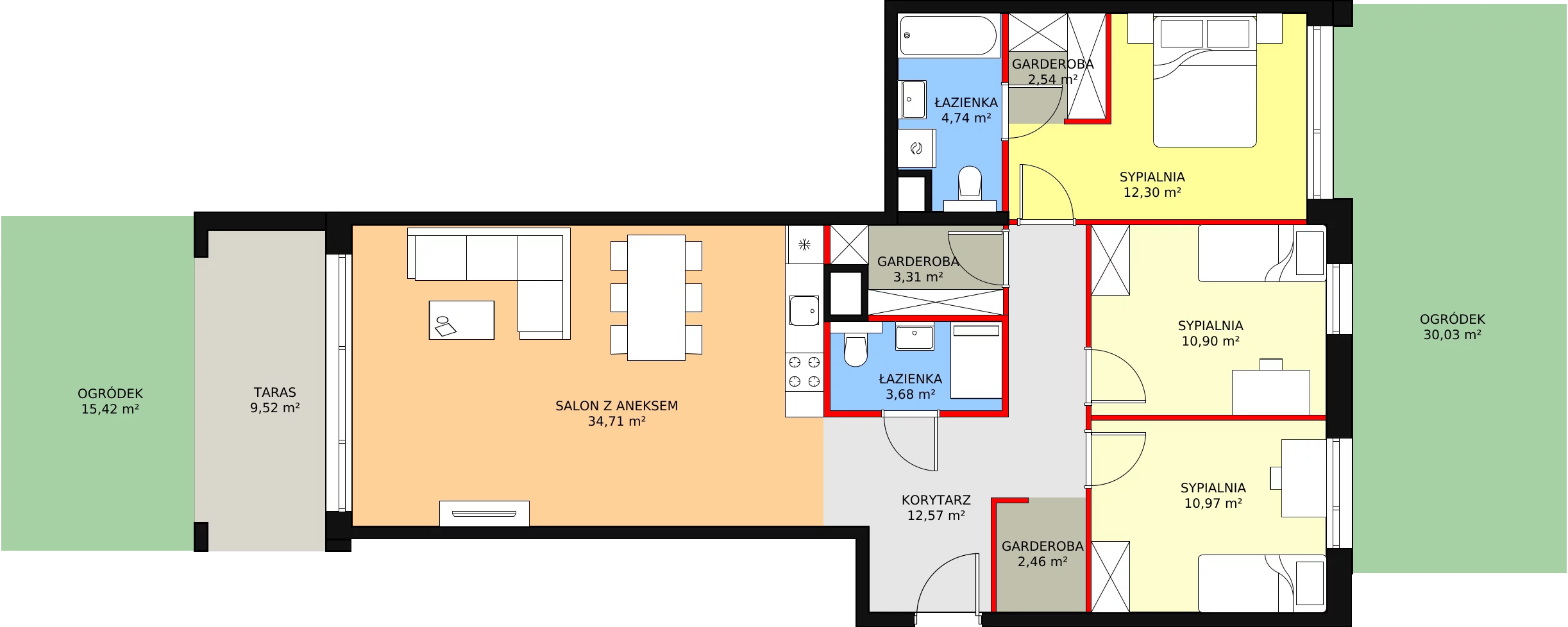 4 pokoje, mieszkanie 98,18 m², parter, oferta nr C1.0.6, ATAL Symbioza, Gdynia, Cisowa, ul. Kcyńska