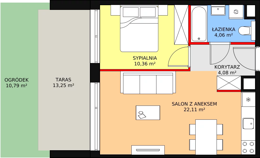 Mieszkanie 40,61 m², parter, oferta nr C1.0.4, ATAL Symbioza, Gdynia, Cisowa, ul. Kcyńska