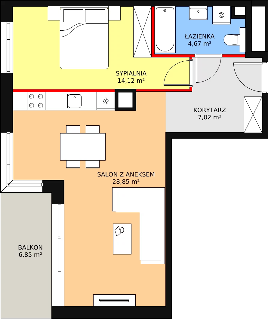 Mieszkanie 54,66 m², piętro 1, oferta nr C1.1.3, ATAL Symbioza, Gdynia, Cisowa, ul. Kcyńska