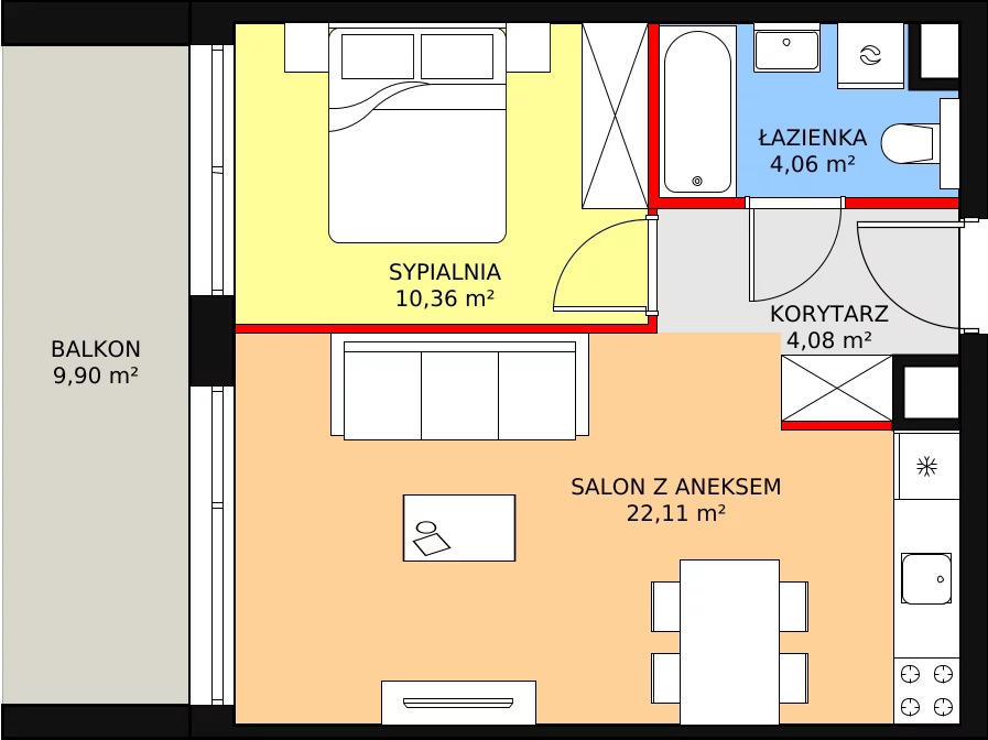 Mieszkanie 40,61 m², piętro 1, oferta nr C1.1.4, ATAL Symbioza, Gdynia, Cisowa, ul. Kcyńska