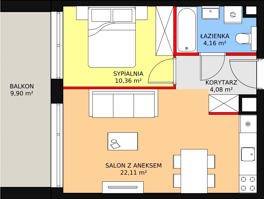 Mieszkanie 40,71 m², piętro 2, oferta nr C1.2.4, ATAL Symbioza, Gdynia, Cisowa, ul. Kcyńska