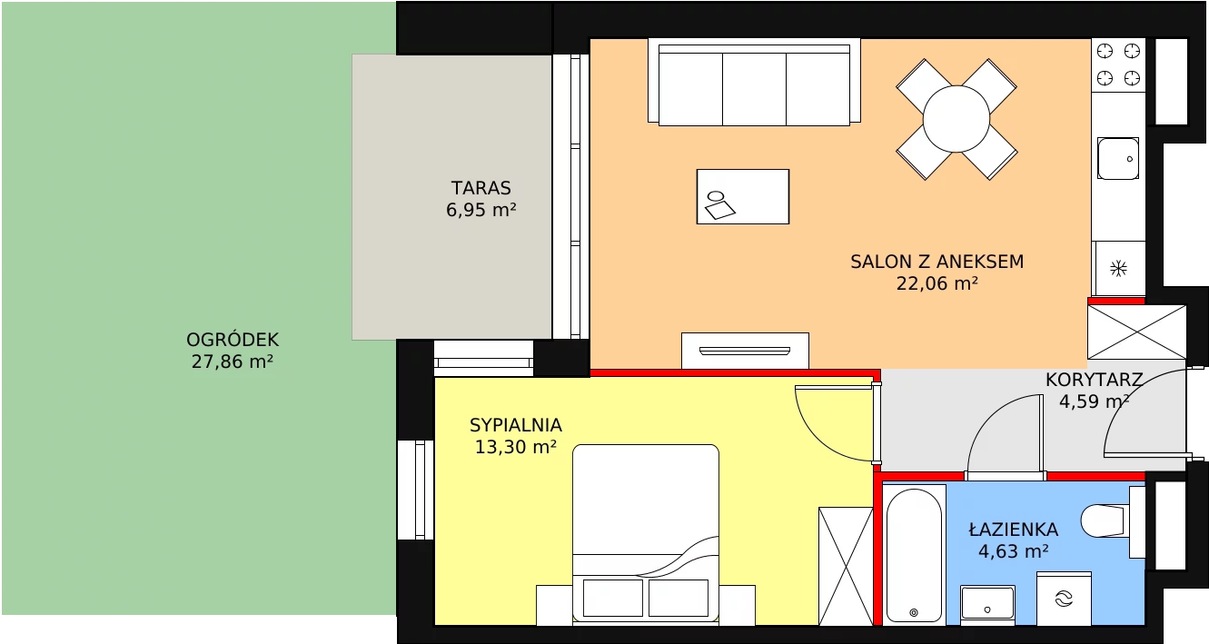 Mieszkanie 44,58 m², parter, oferta nr D.0.4, ATAL Symbioza, Gdynia, Cisowa, ul. Kcyńska