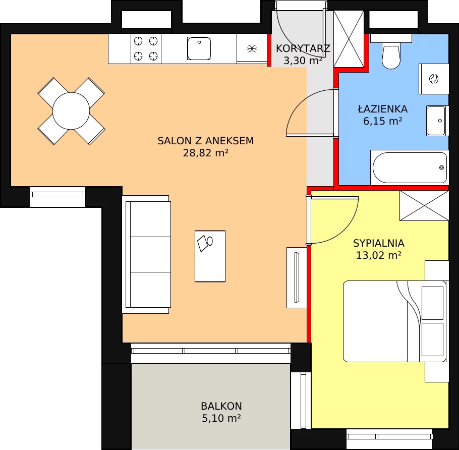 Mieszkanie 51,29 m², piętro 1, oferta nr D.1.4, ATAL Symbioza, Gdynia, Cisowa, ul. Kcyńska