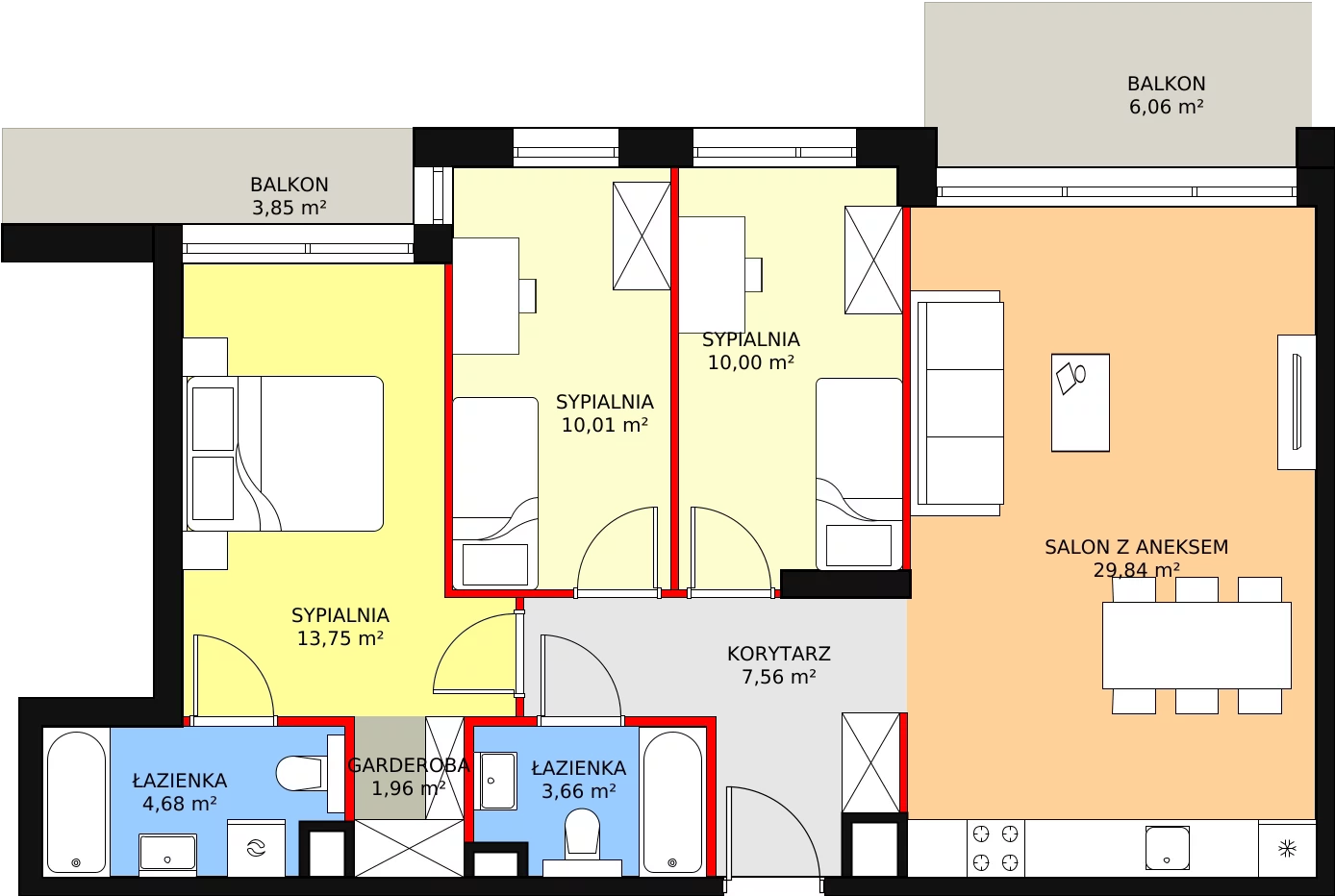 4 pokoje, mieszkanie 81,46 m², piętro 2, oferta nr D.2.1, ATAL Symbioza, Gdynia, Cisowa, ul. Kcyńska