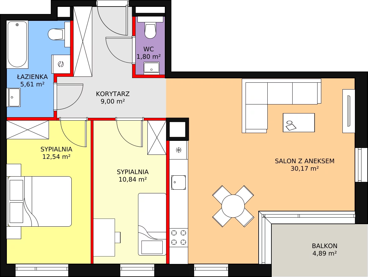 3 pokoje, mieszkanie 69,96 m², piętro 2, oferta nr D.2.3, ATAL Symbioza, Gdynia, Cisowa, ul. Kcyńska