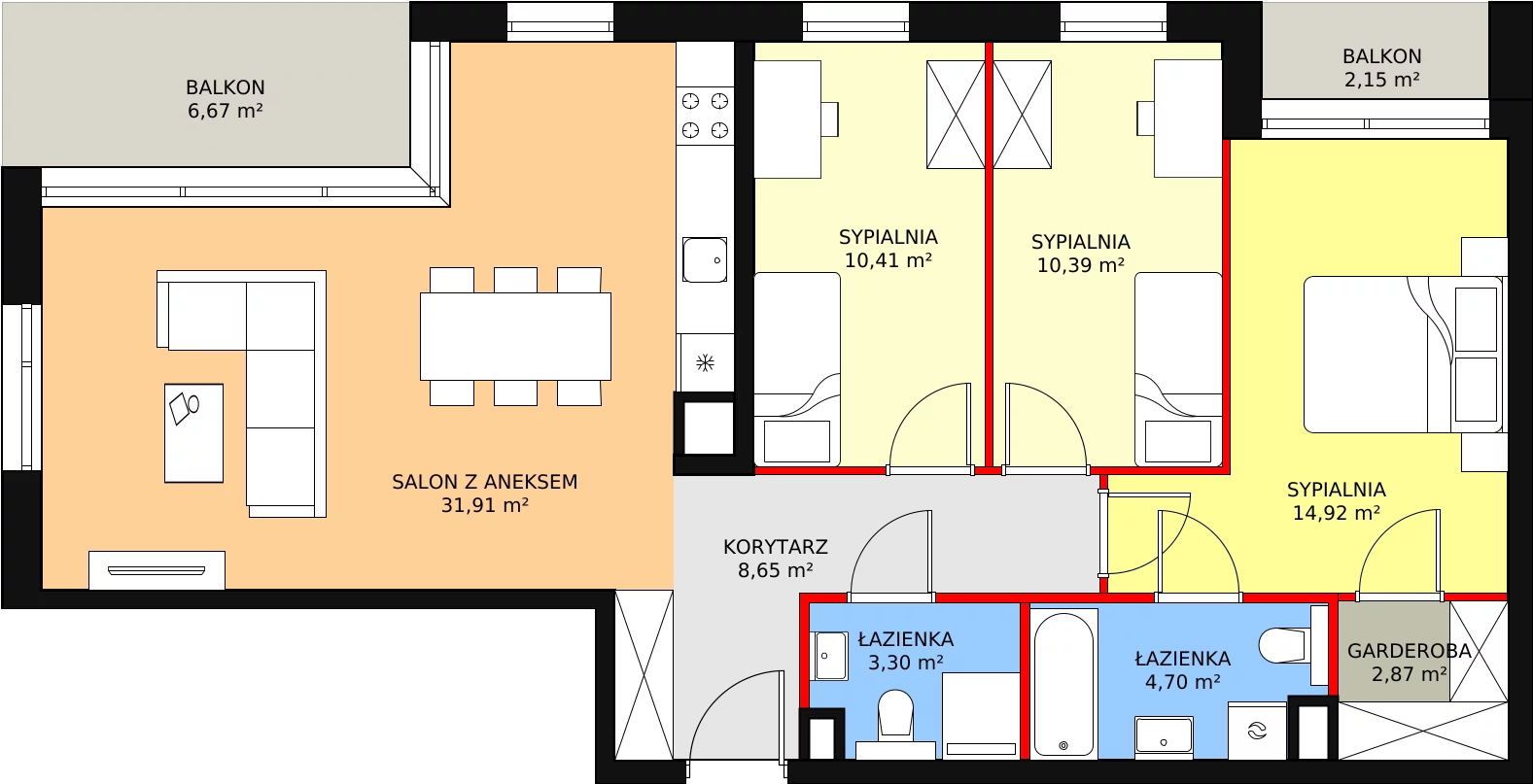 4 pokoje, mieszkanie 87,15 m², piętro 2, oferta nr D.2.7, ATAL Symbioza, Gdynia, Cisowa, ul. Kcyńska