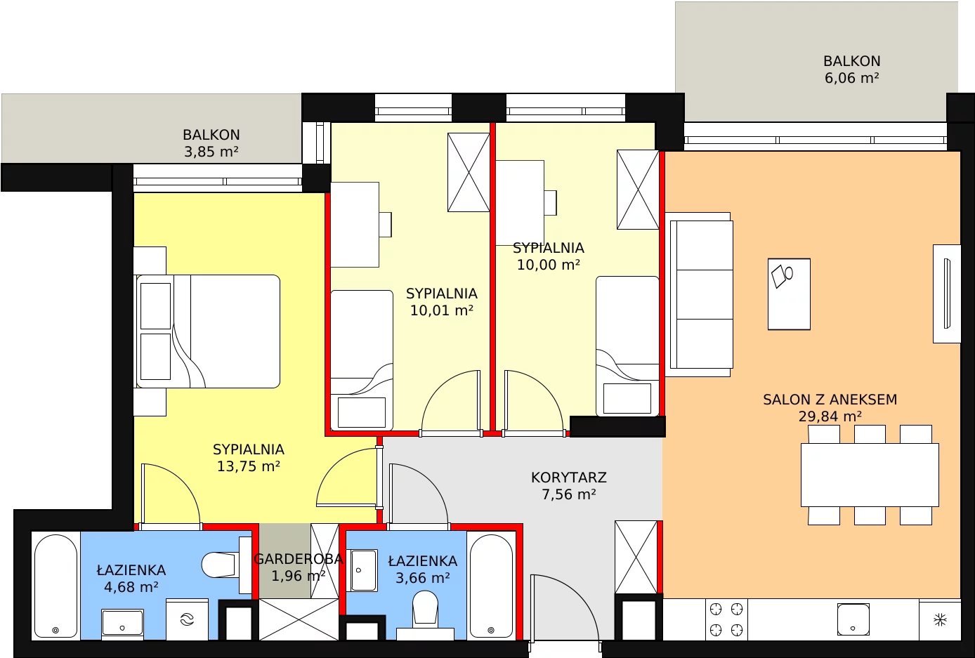 4 pokoje, mieszkanie 81,46 m², piętro 4, oferta nr D.4.1, ATAL Symbioza, Gdynia, Cisowa, ul. Kcyńska