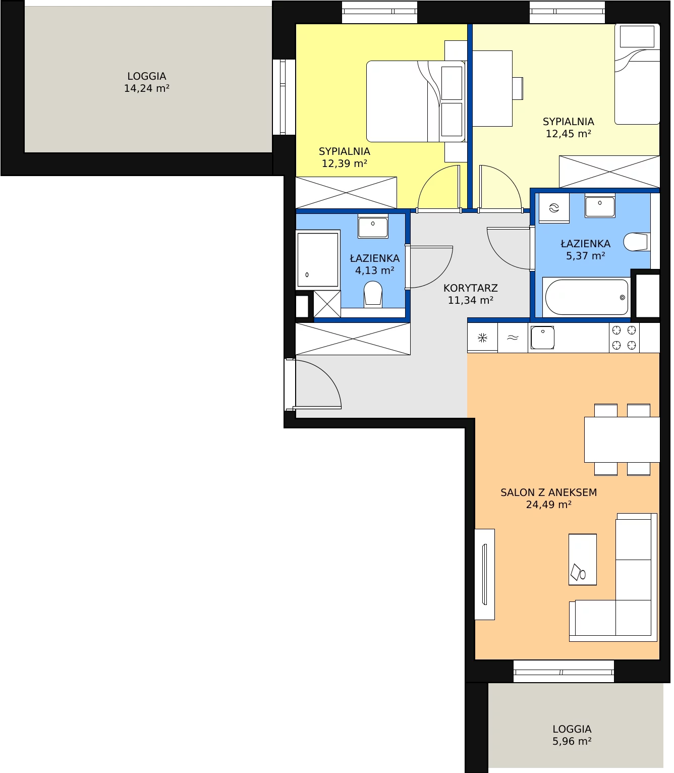 Zalety mieszkania 70.17 m², 1A.5.34