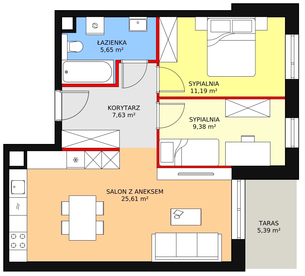 3 pokoje, apartament 59,46 m², parter, oferta nr 2G.0.220, Ogrody Geyera Apartamenty, Łódź, Śródmieście, ul. Piotrkowska 293/305