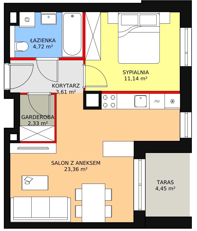 2 pokoje, mieszkanie 45,16 m², parter, oferta nr 2H.0.266, Ogrody Geyera Apartamenty, Łódź, Śródmieście, ul. Piotrkowska 293/305