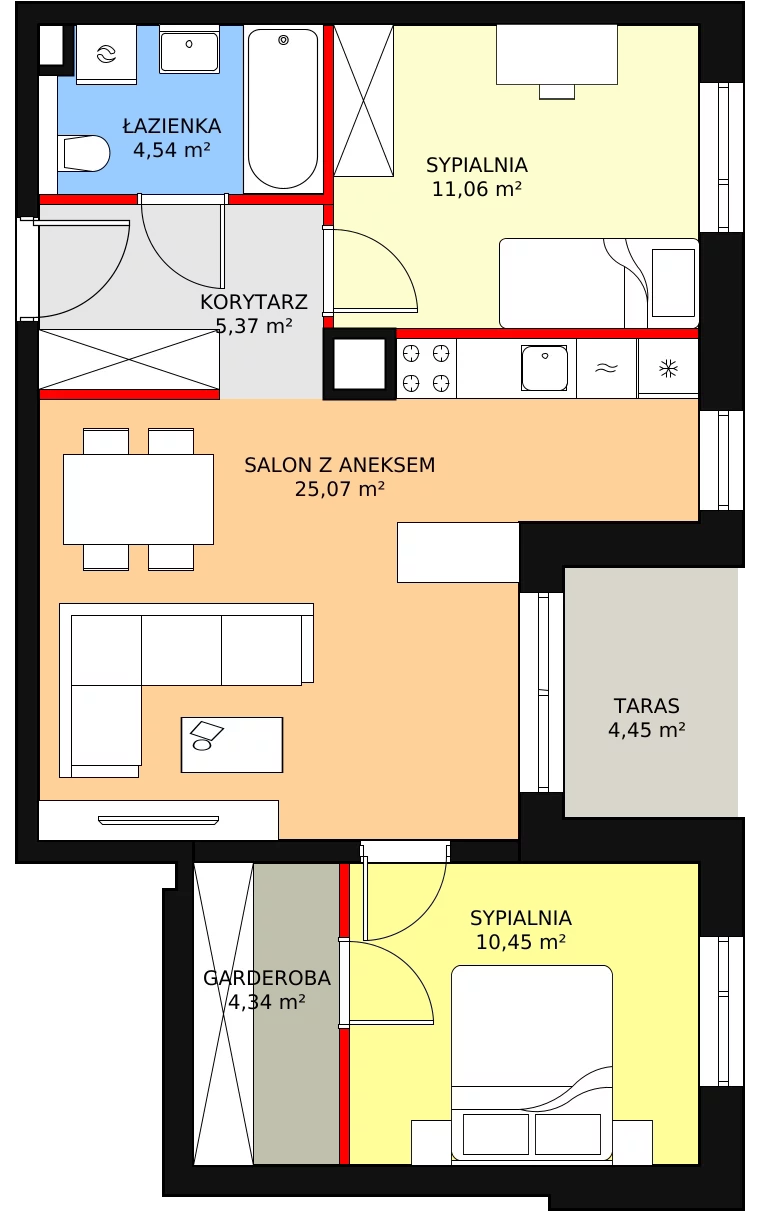 3 pokoje, apartament 60,83 m², parter, oferta nr 2H.0.274, Ogrody Geyera Apartamenty, Łódź, Śródmieście, ul. Piotrkowska 293/305