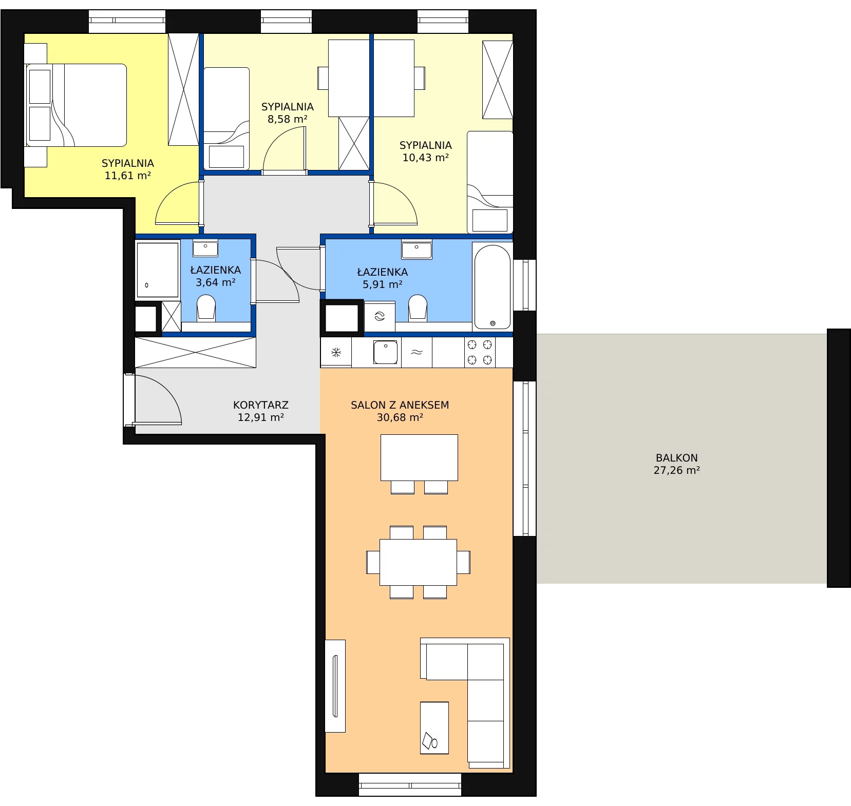 4 pokoje, apartament 83,76 m², piętro 1, oferta nr 2E.1.173, Ogrody Geyera Apartamenty, Łódź, Śródmieście, ul. Piotrkowska 293/305