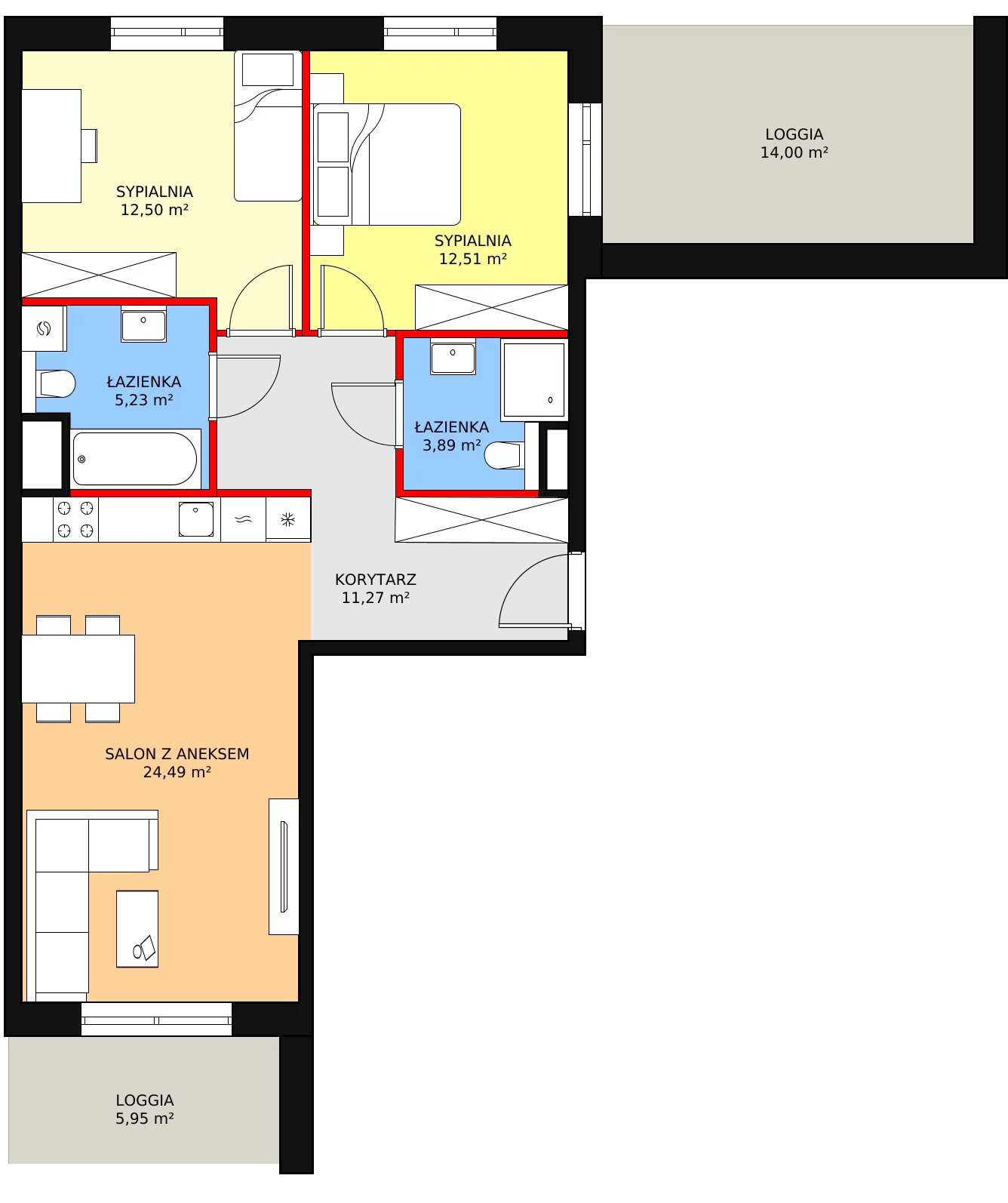 3 pokoje, apartament 69,89 m², piętro 1, oferta nr 2E.1.176, Ogrody Geyera Apartamenty, Łódź, Śródmieście, ul. Piotrkowska 293/305