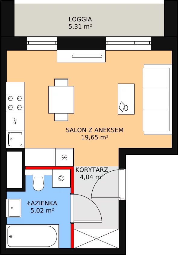 Mieszkanie 28,71 m², piętro 1, oferta nr 2G.1.223, Ogrody Geyera Apartamenty, Łódź, Śródmieście, ul. Piotrkowska 293/305