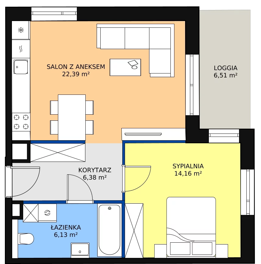 Zalety mieszkania 49.06 m², 2G.1.224