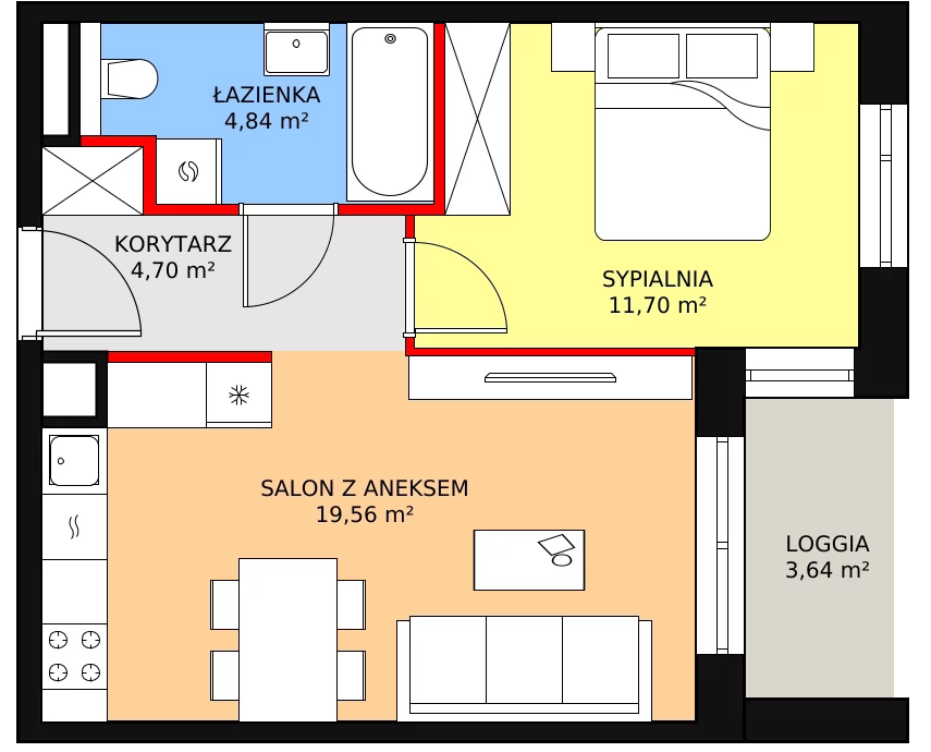 Mieszkanie 40,80 m², piętro 1, oferta nr 2G.1.225, Ogrody Geyera Apartamenty, Łódź, Śródmieście, ul. Piotrkowska 293/305