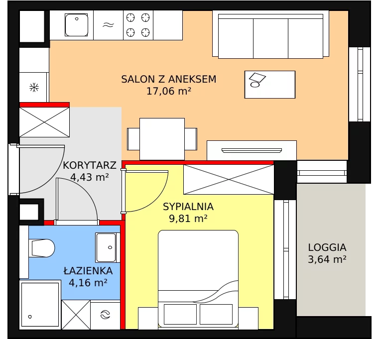 Mieszkanie 35,46 m², piętro 1, oferta nr 2H.1.285, Ogrody Geyera Apartamenty, Łódź, Śródmieście, ul. Piotrkowska 293/305