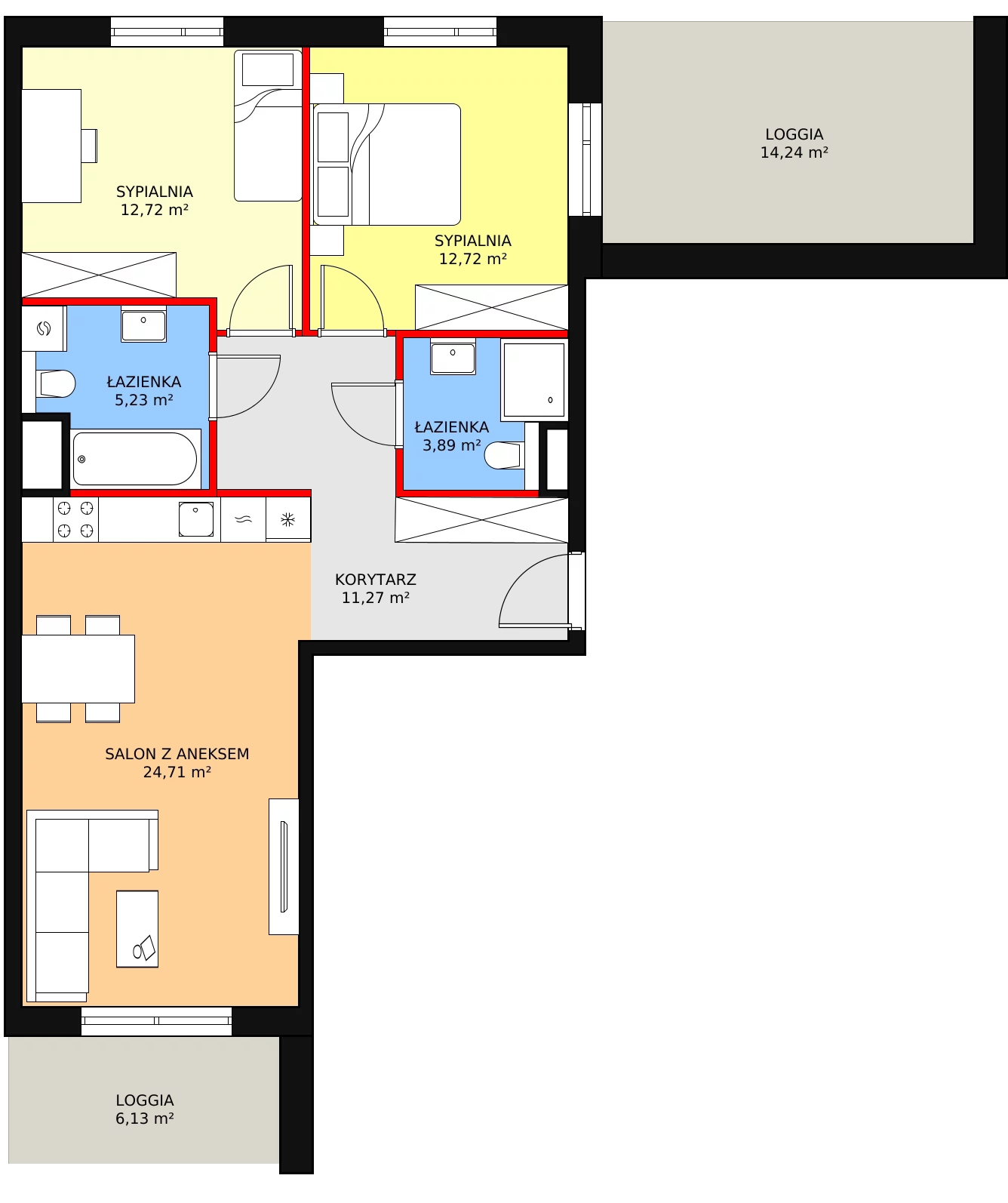 3 pokoje, mieszkanie 70,54 m², piętro 2, oferta nr 2E.2.180, Ogrody Geyera Apartamenty, Łódź, Śródmieście, ul. Piotrkowska 293/305