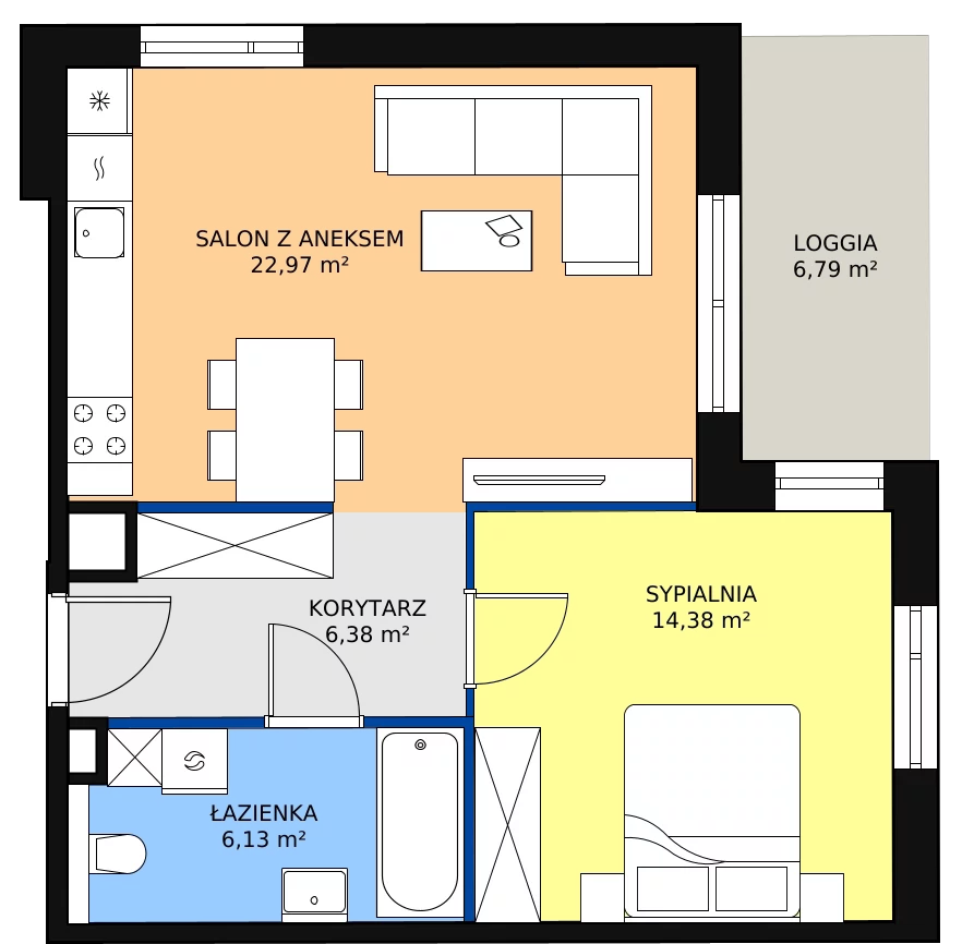 Zalety mieszkania 49.86 m², 2G.2.232