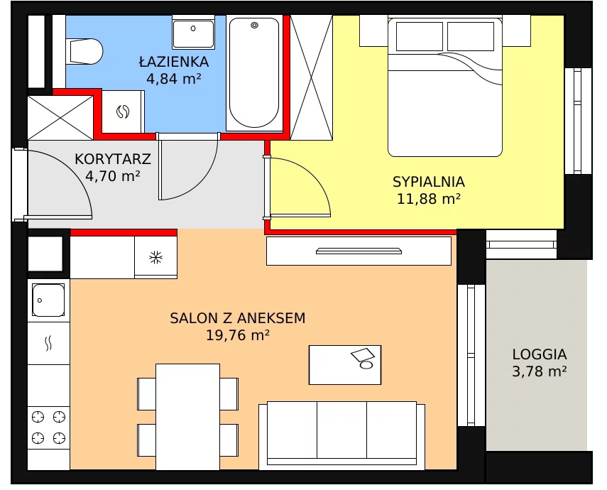 Mieszkanie 41,18 m², piętro 2, oferta nr 2G.2.233, Ogrody Geyera Apartamenty, Łódź, Śródmieście, ul. Piotrkowska 293/305