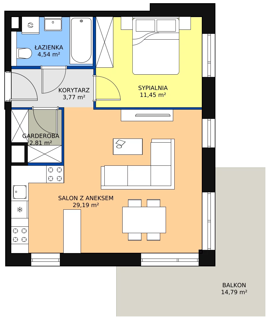 Zalety mieszkania 51.76 m², 2H.2.288