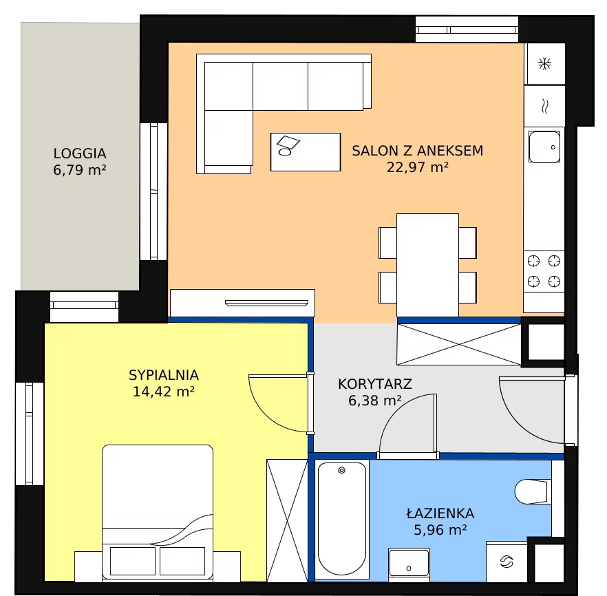 Zalety mieszkania 49.73 m², 2D.3.147
