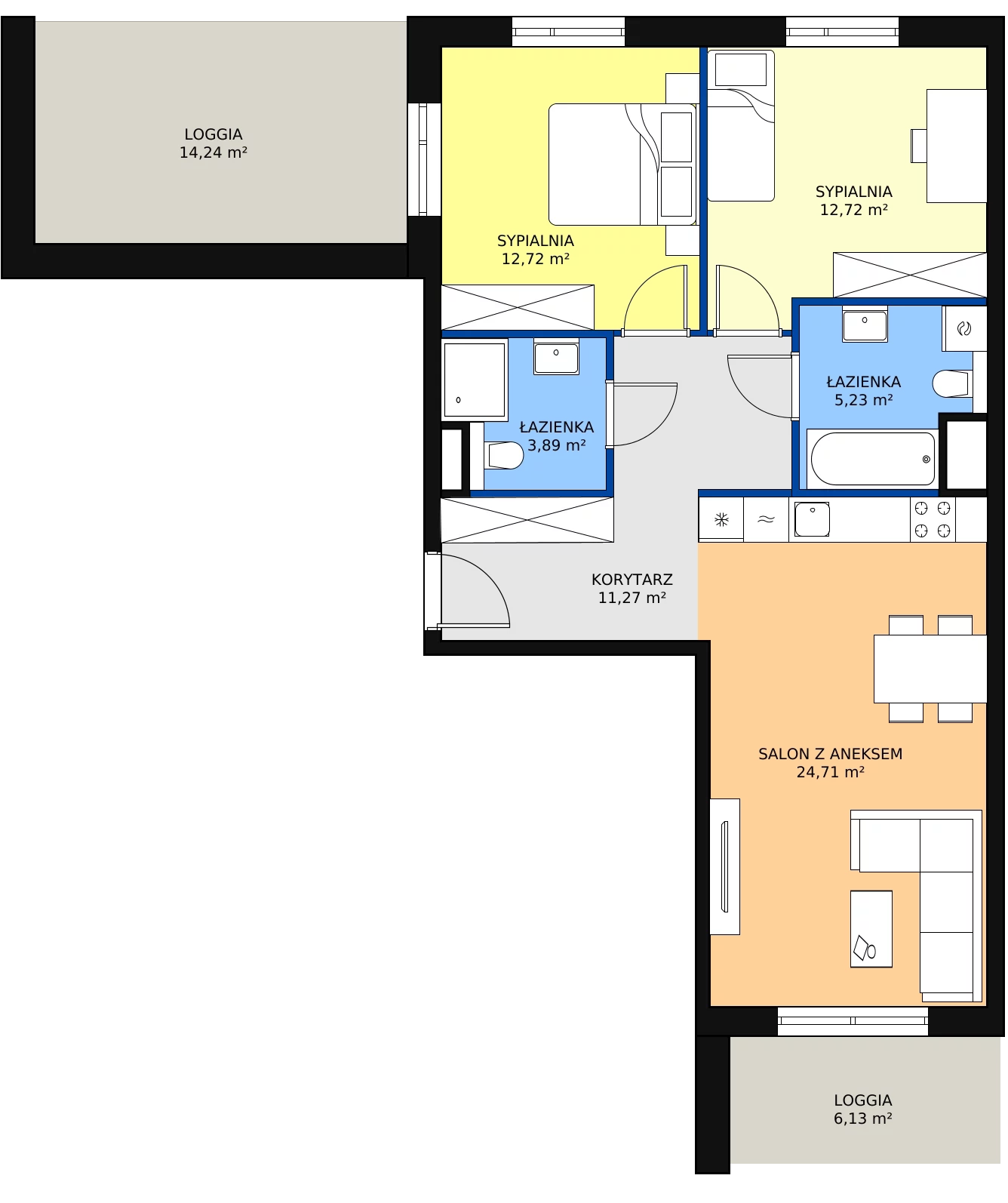 Zalety mieszkania 70.54 m², 2F.3.205