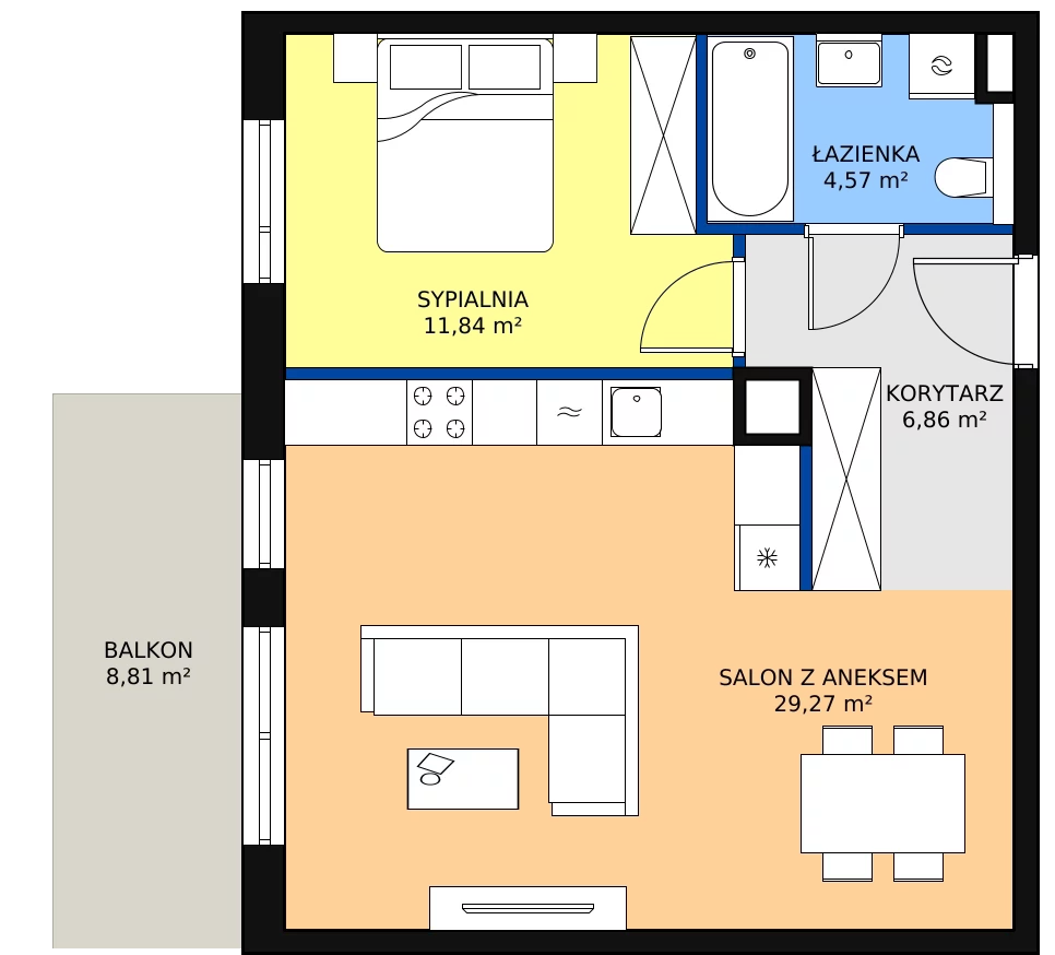 Zalety mieszkania 52.54 m², 2G.3.244