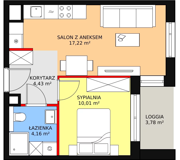 Mieszkanie 35,82 m², piętro 3, oferta nr 2H.3.307, Ogrody Geyera Apartamenty, Łódź, Śródmieście, ul. Piotrkowska 293/305