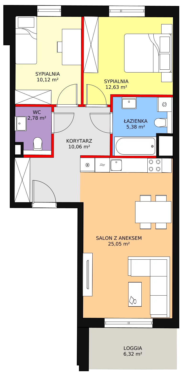 3 pokoje, apartament 66,02 m², piętro 4, oferta nr 2D.4.157, Ogrody Geyera Apartamenty, Łódź, Śródmieście, ul. Piotrkowska 293/305