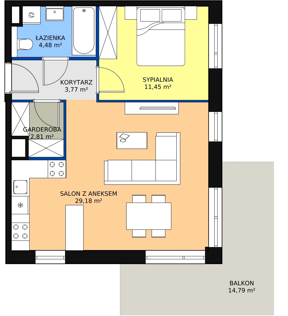 Zalety mieszkania 51.69 m², 2D.5.159