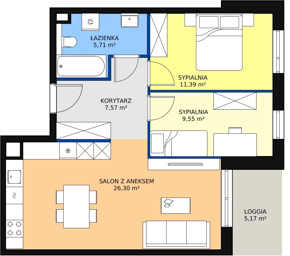 Zalety mieszkania 60.52 m², 2G.5.259