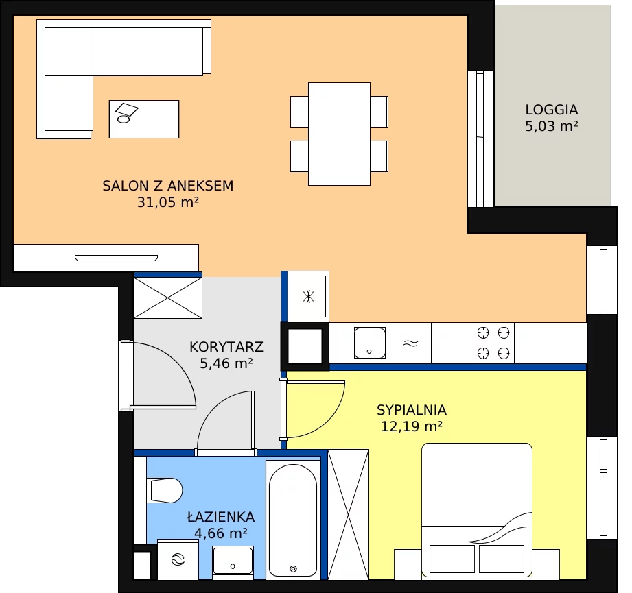 Zalety mieszkania 53.36 m², 2H.5.322