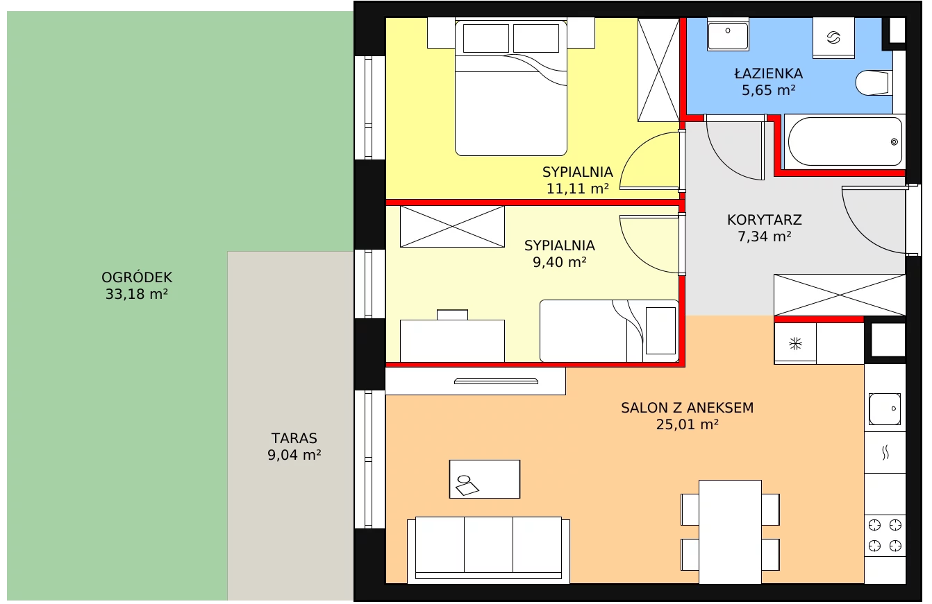 3 pokoje, apartament 58,51 m², parter, oferta nr 3I.0.326, Ogrody Geyera Apartamenty, Łódź, Śródmieście, ul. Piotrkowska 293/305