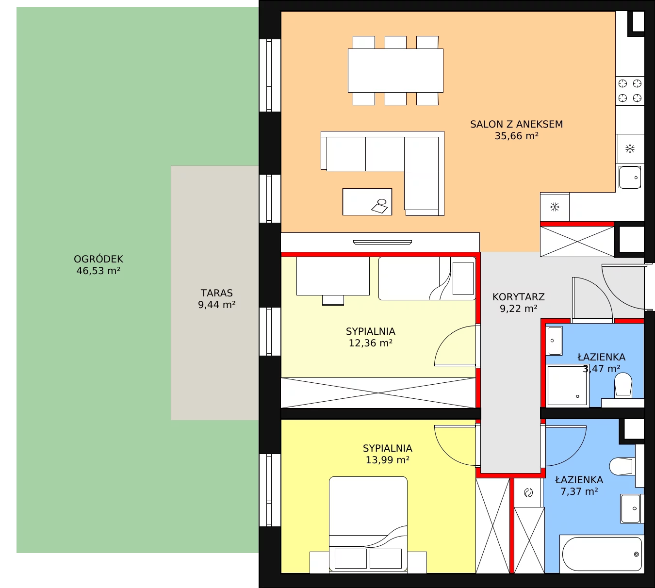 3 pokoje, mieszkanie 82,07 m², parter, oferta nr 3J.0.360, Ogrody Geyera Apartamenty, Łódź, Śródmieście, ul. Piotrkowska 293/305