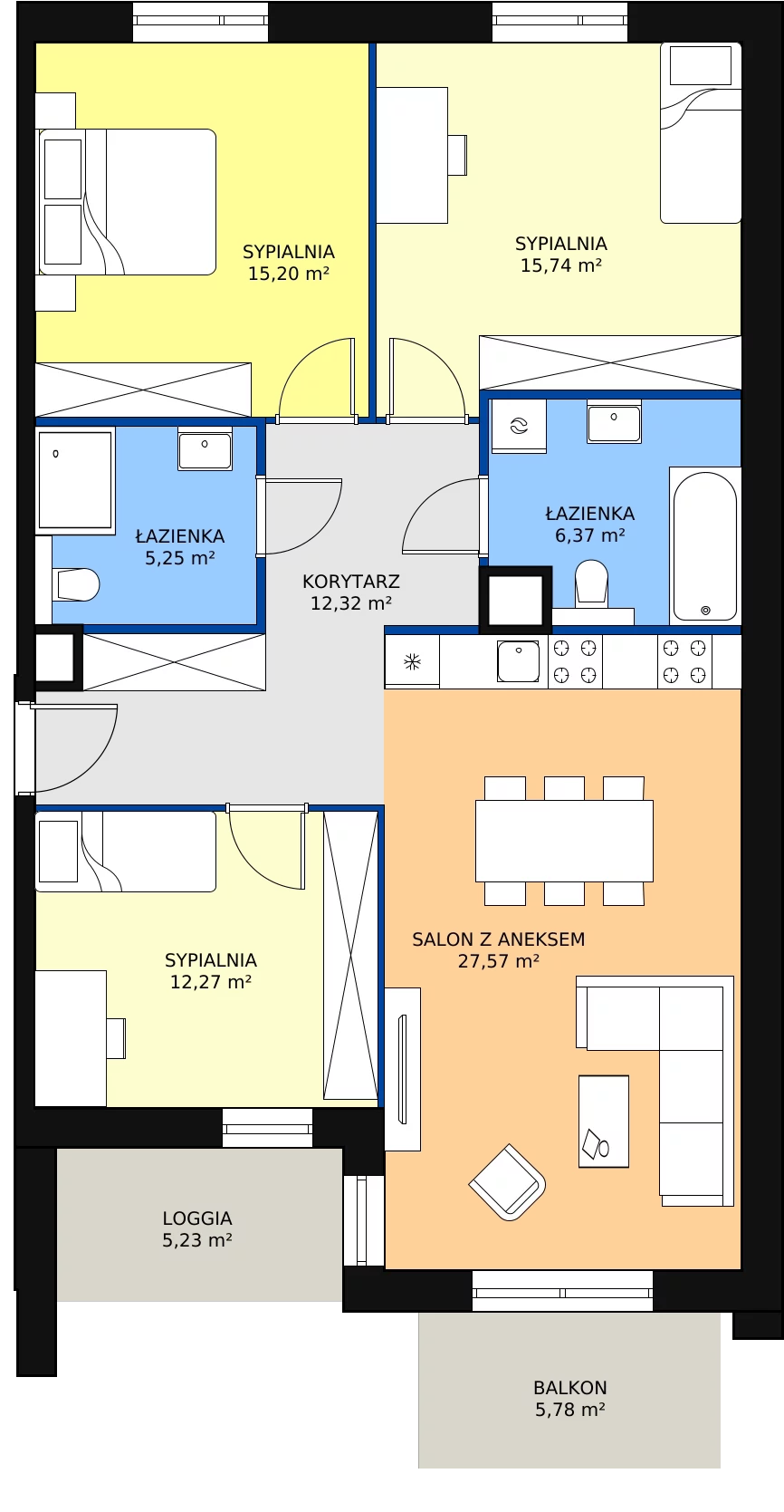 4 pokoje, apartament 94,72 m², piętro 1, oferta nr 3I.1.333, Ogrody Geyera Apartamenty, Łódź, Śródmieście, ul. Piotrkowska 293/305