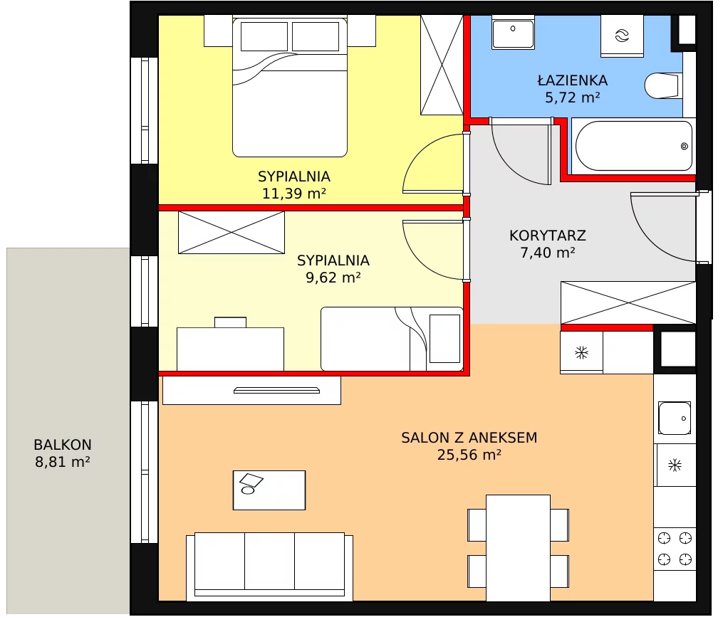 3 pokoje, apartament 59,69 m², piętro 3, oferta nr 3I.3.341, Ogrody Geyera Apartamenty, Łódź, Śródmieście, ul. Piotrkowska 293/305