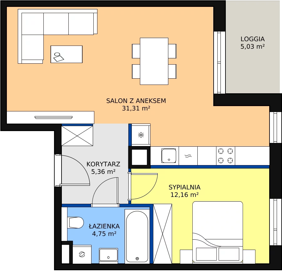 Zalety mieszkania 53.58 m², 3J.3.382
