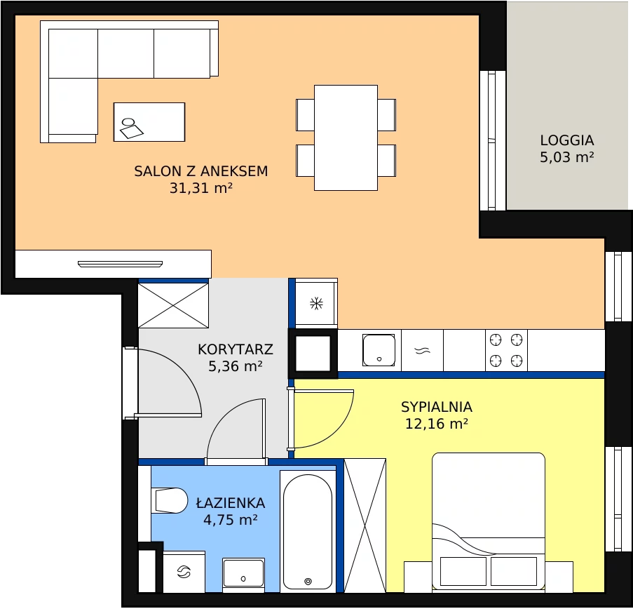 Zalety mieszkania 53.58 m², 3J.4.389